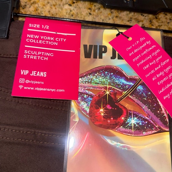 VIP Brown Jeans with Pink Tags - Picture 4 of 6